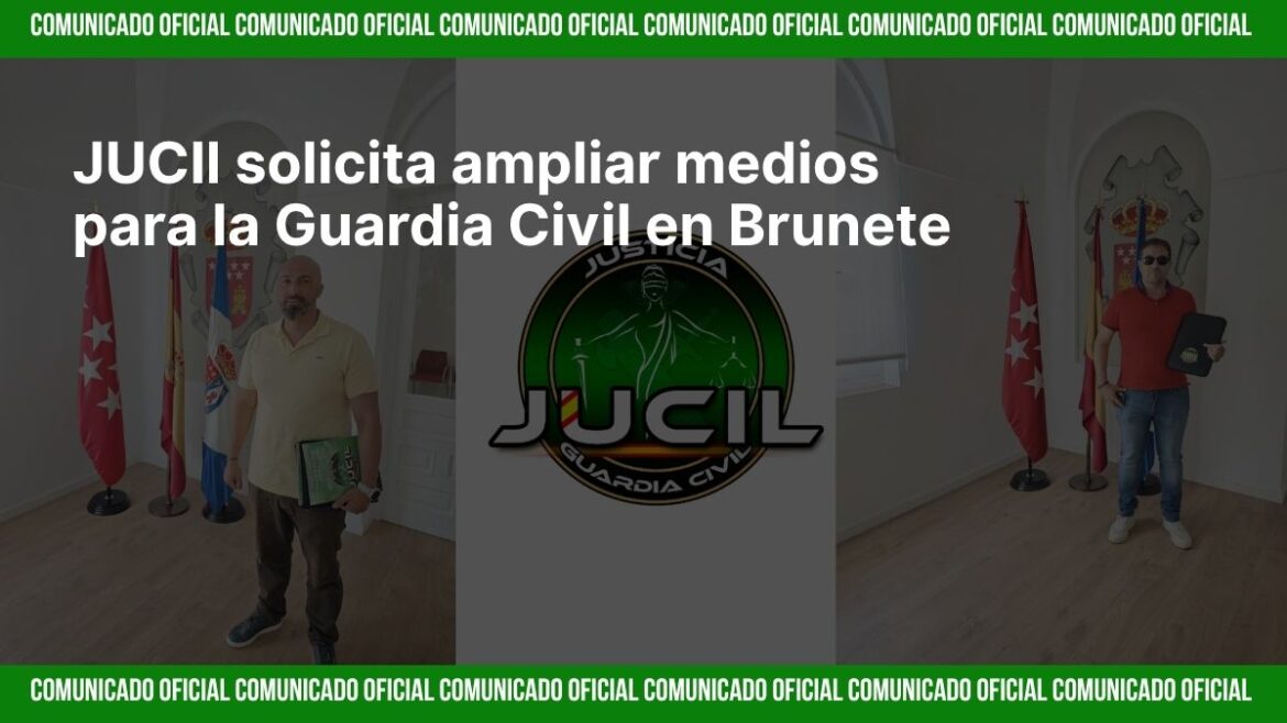 Miembros de JUCIL entregan un informe de carencias al concejal de Seguridad del Ayuntamiento de Brunete, junio de 2025