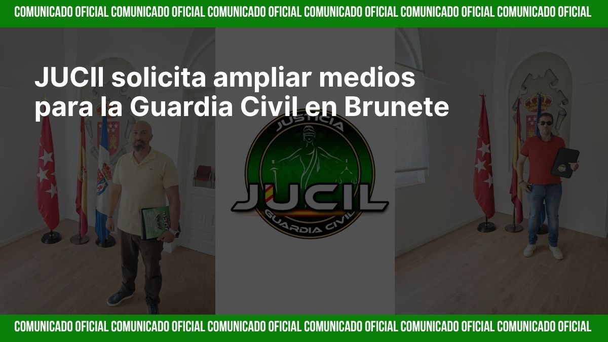 Miembros de JUCIL entregan un informe de carencias al concejal de Seguridad del Ayuntamiento de Brunete, junio de 2025