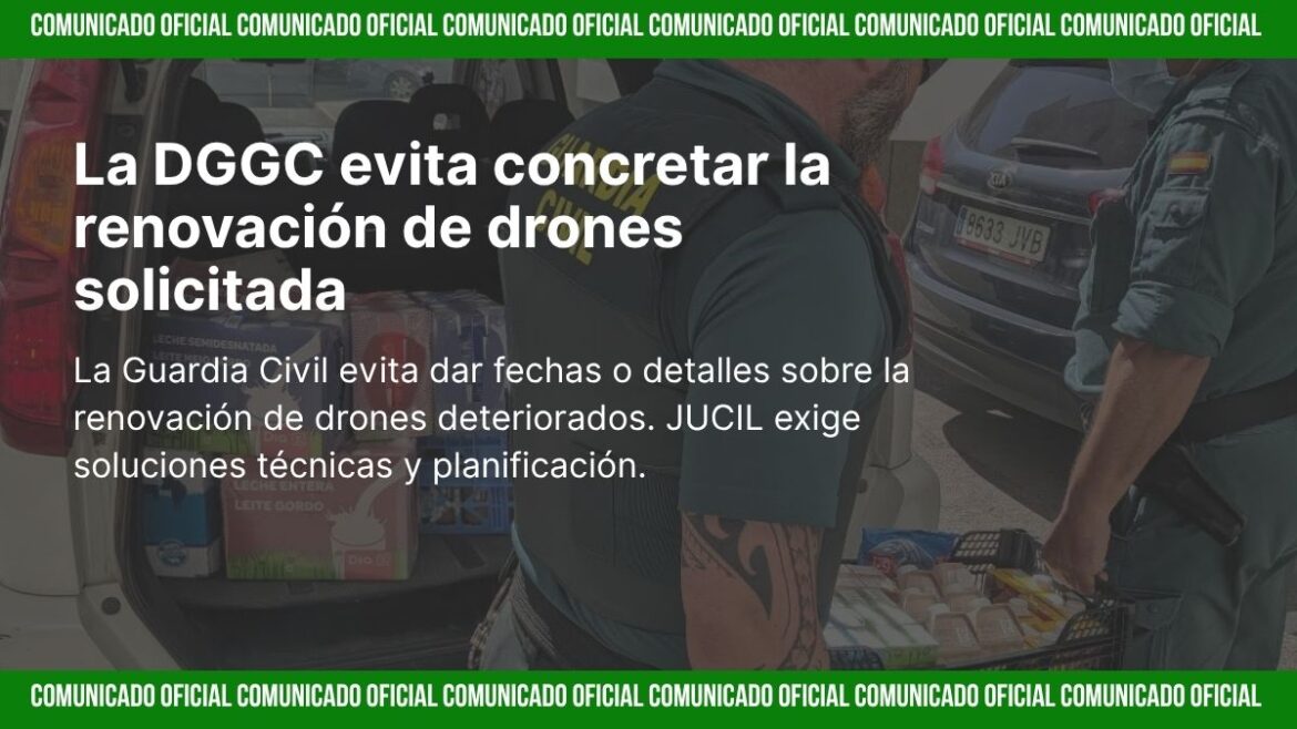 Dron DJI Mavic 2 Enterprise en uso por la Guardia Civil, cuya renovación es reclamada por JUCIL por obsolescencia técnica