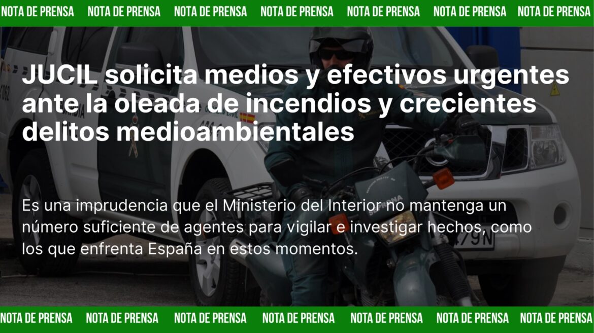 Agentes del SEPRONA de la Guardia Civil durante labores de vigilancia y protección ambiental en un incendio forestal en España.