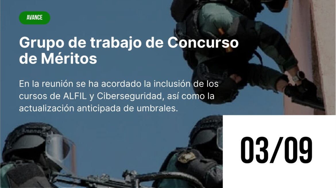 Representantes de JUCIL durante la reunión del Grupo de Trabajo sobre el Concurso de Méritos en la Guardia Civil.