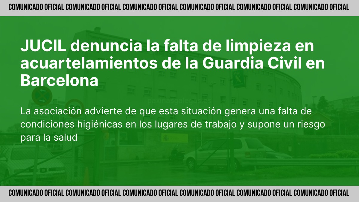 Protesta de JUCIL por la falta de limpieza en acuartelamientos de la Guardia Civil en Barcelona.