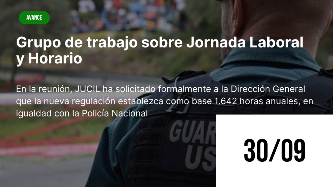 Representantes de JUCIL en el Grupo de Trabajo sobre Jornada Laboral y Horario en Madrid, reclamando la equiparación con la Policía Nacional.