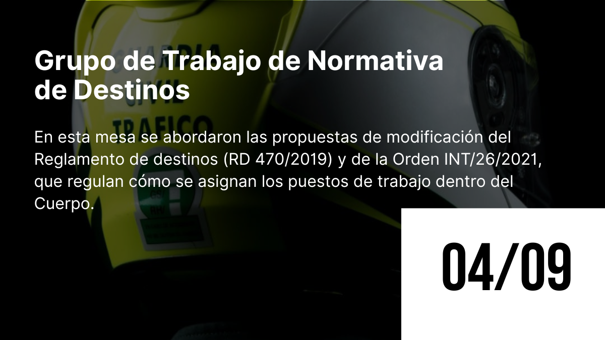 Reunión de JUCIL en la Dirección General de la Guardia Civil sobre la modificación del Reglamento y la normativa de destinos