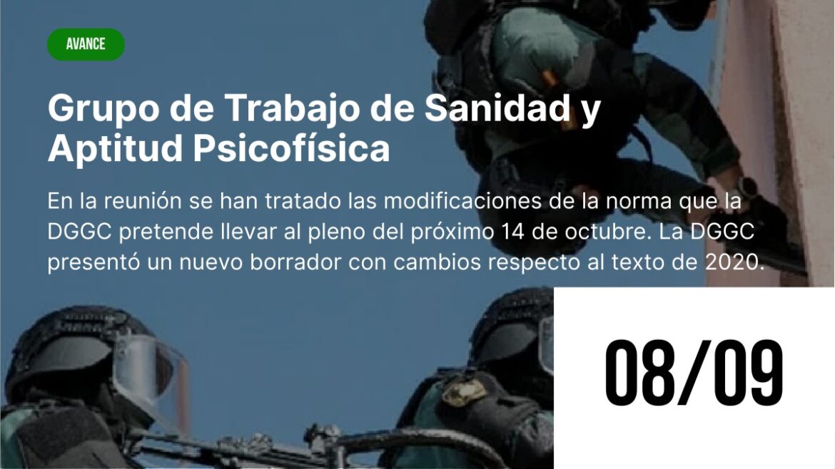 Reunión de JUCIL en el Grupo de Trabajo sobre Sanidad y Aptitud Psicofísica de la Guardia Civil, septiembre 2025.