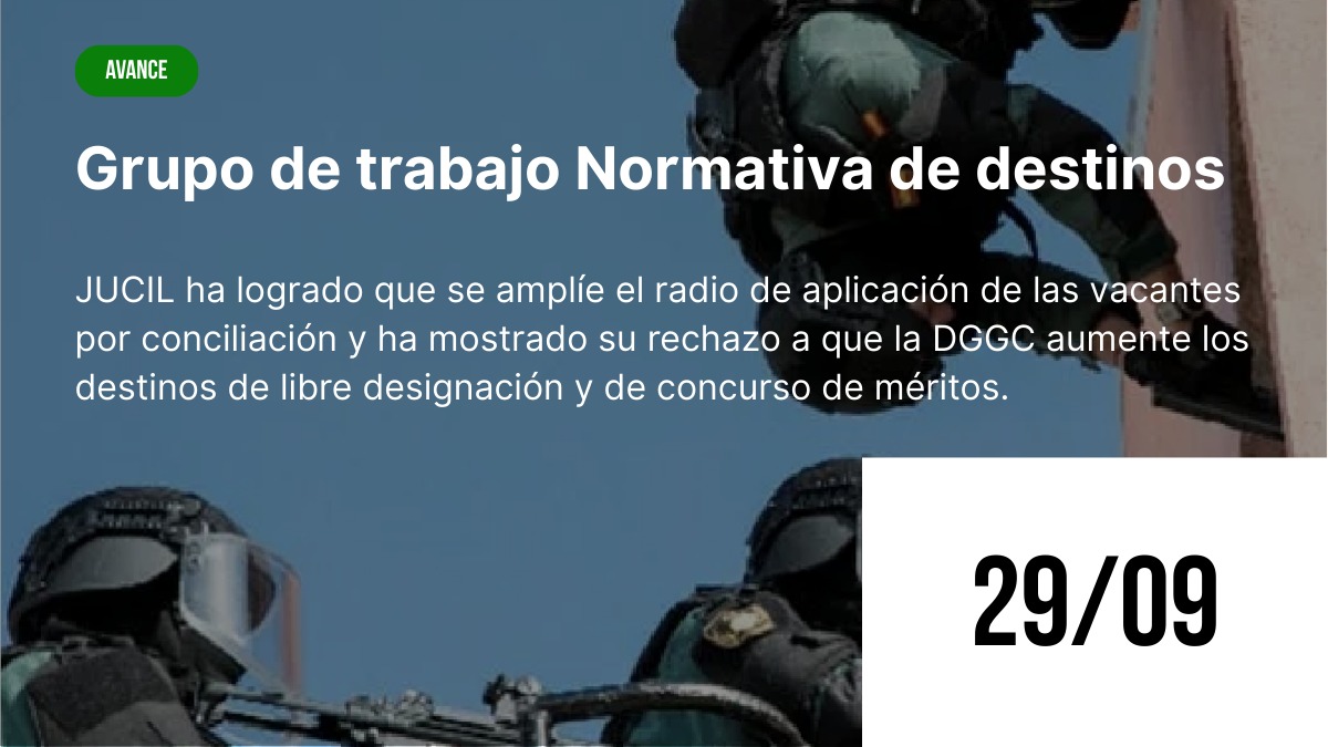 Reunión del Grupo de Trabajo sobre la normativa de destinos en la Guardia Civil, septiembre 2025.