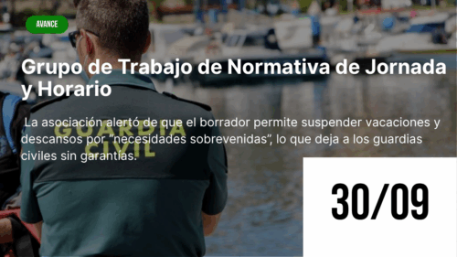Reunión de trabajo en la Dirección General de la Guardia Civil sobre la normativa de jornada y horario con participación de JUCIL.