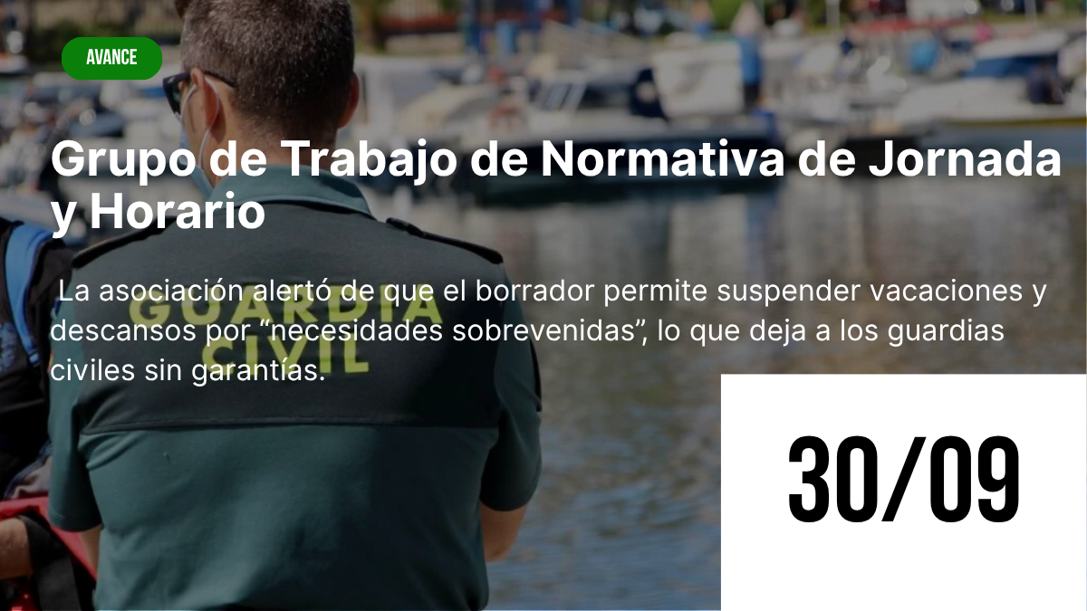 Reunión de trabajo en la Dirección General de la Guardia Civil sobre la normativa de jornada y horario con participación de JUCIL.