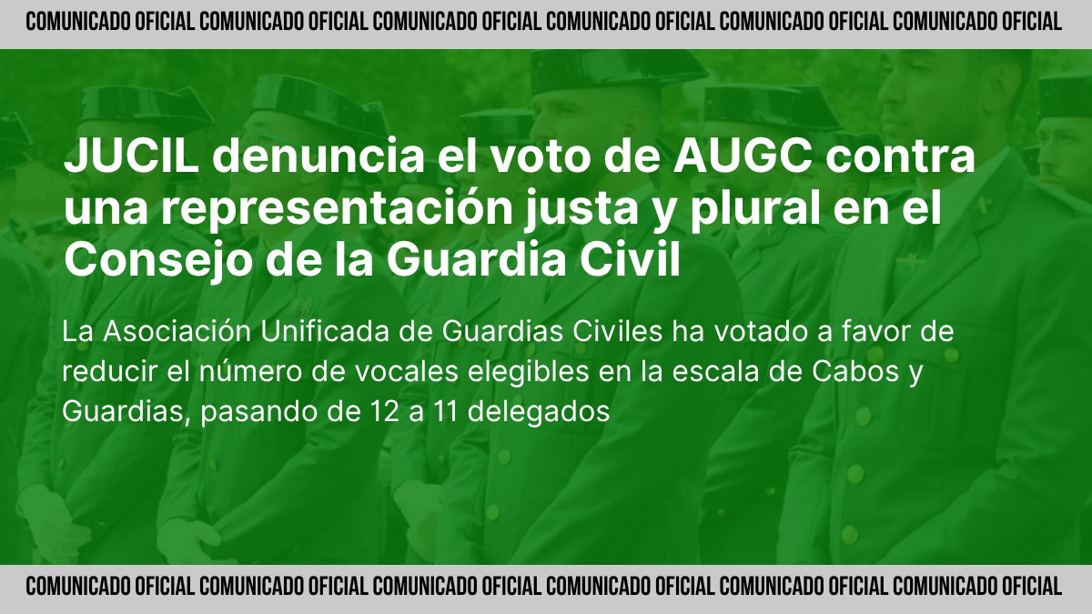 Reunión del Consejo de la Guardia Civil donde JUCIL denuncia la reducción de vocales y defiende una representación plural